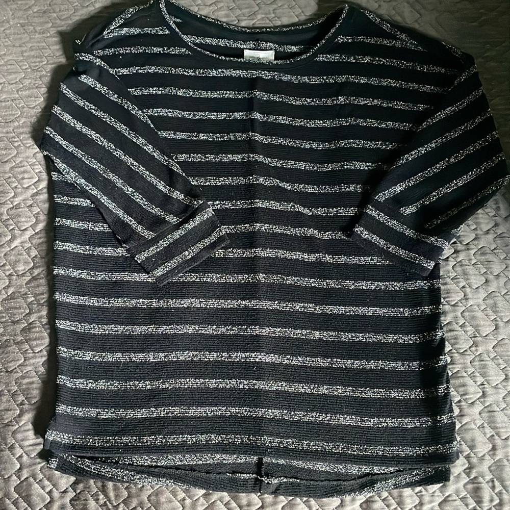 Lou & Grey striped 3/4 sleeve blouse Sz M